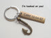 Personalized Bronze Fish Hook Keychain - I'm Hooked On You; Couples Keychain