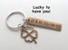 Bronze Four Leaf Clover Keychain - Lucky To Have You; 8 Year Anniversary Gift, Couples Keychain