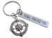 Metal Compass Charm Keychain with Small Anchor Charm - I'd Be Lost Without You; Couples Keychain, Custom Engraved Tag Option