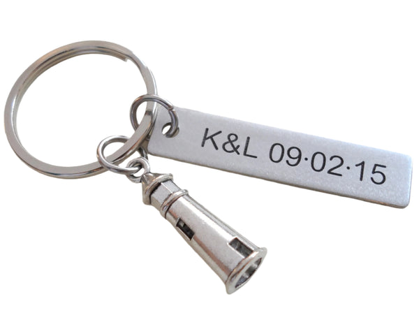 Lighthouse Keychain with Custom Engraved Steel Tag - Lost Without You; Couples Keychain