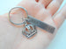 Silver Tone King and Queen Crown Keychain Set - King & Queen; Couples Keychain Set