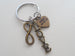 Bronze Infinity Symbol Keychain With Word Love Charm and Custom Engraved Tag - You and Me for Infinity; Couples Keychain