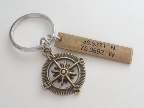 8 Year Anniversary Gift • Bronze Open Metal Compass Keychain - I'd Be Lost Without You by Jewelry Everyday