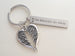 Wings Charm and Custom Engraved Steel Tag Keychain, Memorial Gift Keychain