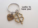 Bronze Four Leaf Clover Keychain - Lucky To Have You; 8 Year Anniversary Gift, Couples Keychain, Custom Engraved Options
