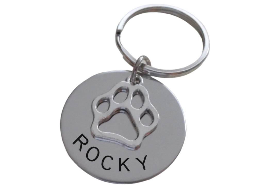 Personalized Pet Memorial Keychain Engraved with Name on Disc, Dog Memorial Keychain | JE