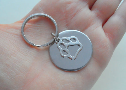 Personalized Pet Memorial Keychain Engraved with Name on Disc, Dog Memorial Keychain | JE