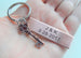 Copper Tag Keychain Custom Engraved with Key Charm, Anniversary Gift Keychain