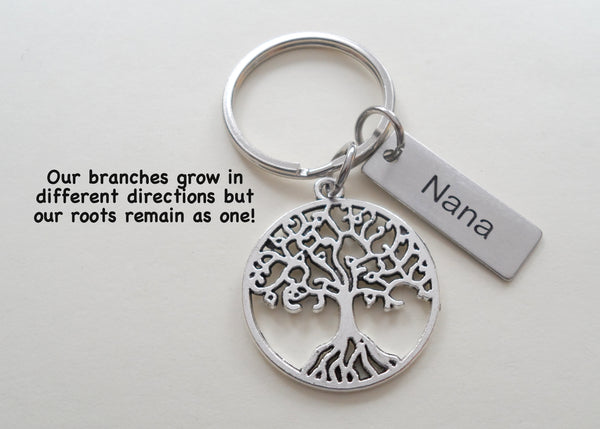 Custom Engraved Tag & Family Tree Keychain, Family Reunion Gift - Our Roots Are As One