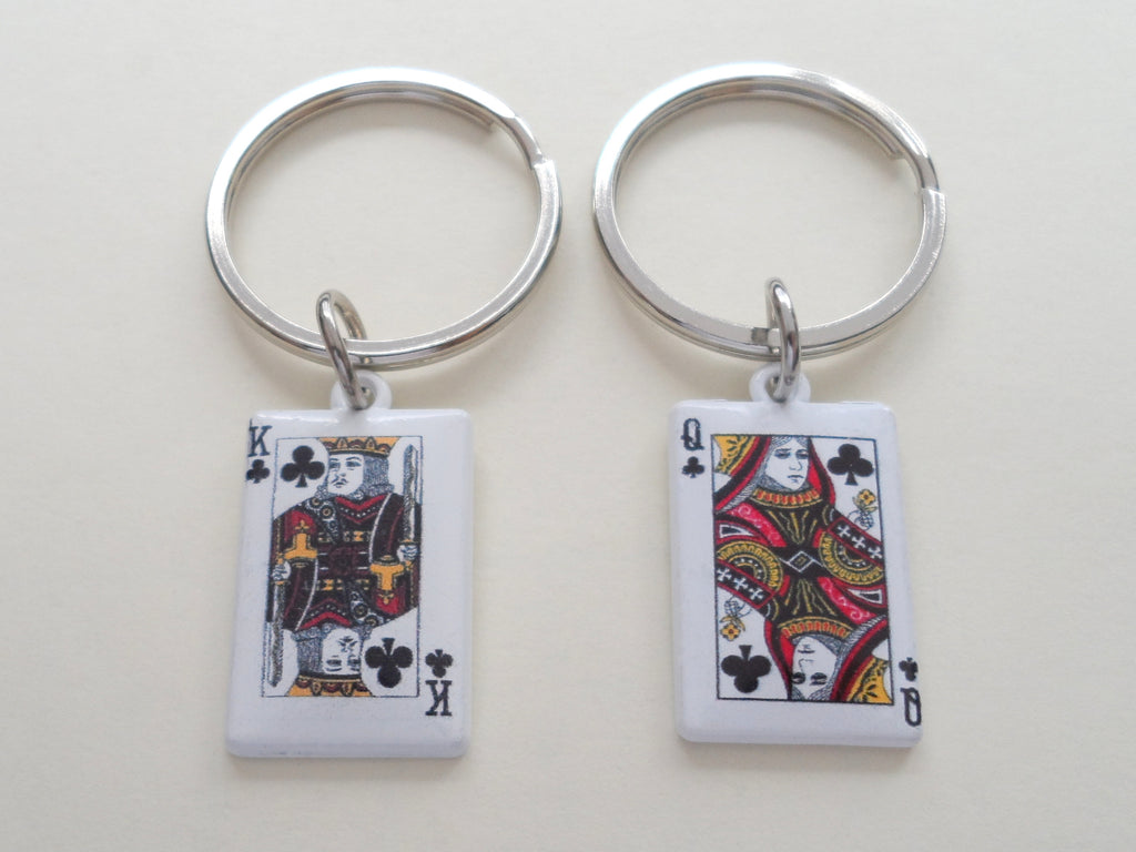 King & Queen Playing Card Charm Keychains - Couples Keychain Set