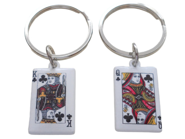 King & Queen Playing Card Charm Keychains - Couples Keychain Set