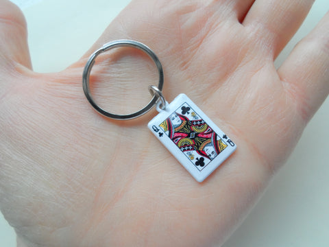 King & Queen Playing Card Charm Keychains - Couples Keychain Set