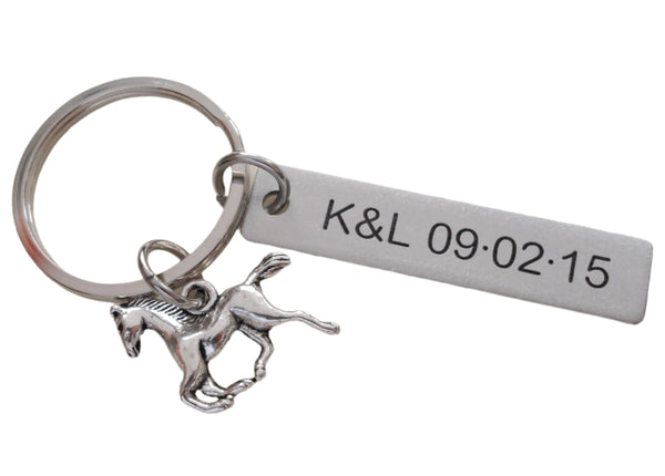 Personalized Horse Keychain and Steel Tag Custom Engraved, Gift for Couples, or Instructors