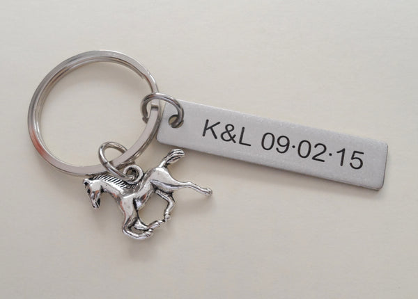 Personalized Horse Keychain and Steel Tag Custom Engraved, Gift for Couples, or Instructors