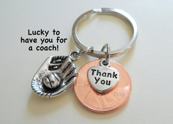 Coach Appreciation Gift • Thank You Penny Keychain with Sport Charm | Jewelry Everyday