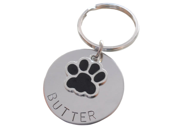 Personalized Pet Memorial Keychain Engraved with Name on Disc, Dog Memorial Keychain | JE