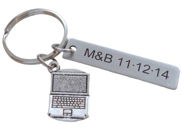 Custom Engraved Computer Keychain with Laptop Charm, Computer Engineer Keychain, Gamer Gift