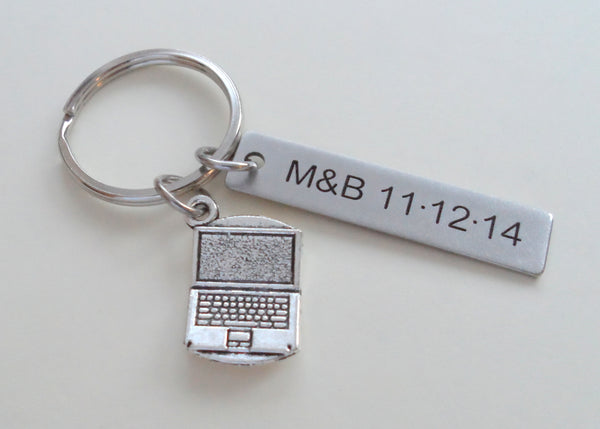 Custom Engraved Computer Keychain with Laptop Charm, Computer Engineer Keychain, Gamer Gift