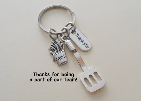 French Fries and Spatula Keychain, Fast Food Employee Appreciation Gift, Gift for Cooking Staff, Restaurant Team Gift, Thank You Gift