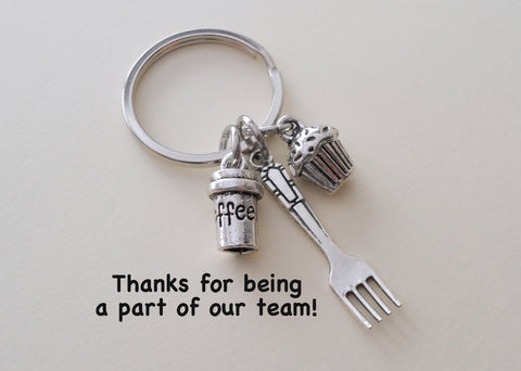 Coffee and Muffin Keychain, Coffee Shop Employee Appreciation Gift, Gift for Coffeehouse Staff, Coffee Shop Team Gift, Thank You Gift