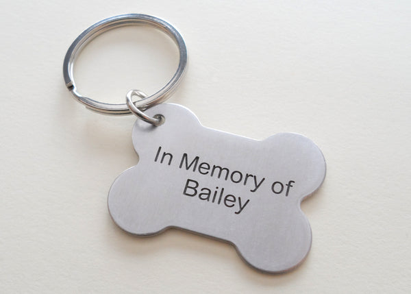 Personalized Pet Memorial Dog Bone Keychain Custom Engraved with "In Memory of" and Name, Dog Memorial Keychain | JE