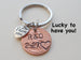 Personalized Penny Keychain Stamped with Heart Around the Year and Initials, Includes I Love You Heart Charm