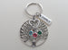 Personalized Family Tree Keychain with Birthstone Charms, Gift for Mom or Grandma