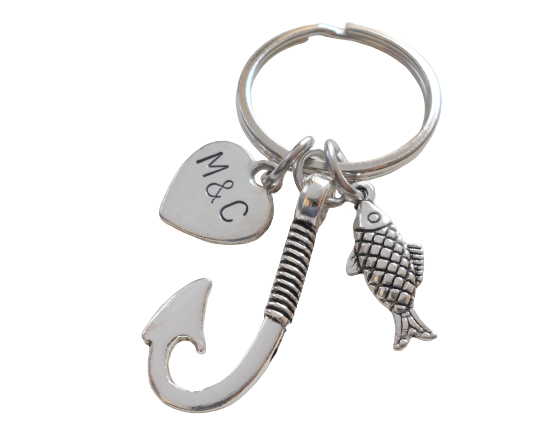 Hooked On You Keychain | Couple's Keychain | Country Couple | Fishing  Keychain | Fishing Couple keychain | Fish Hook Keychain