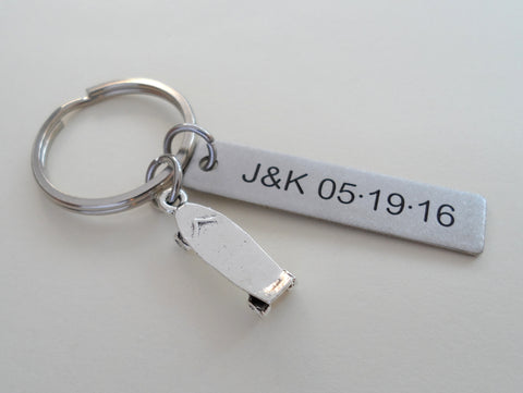 Personalized Skateboard Keychain and Steel Tag Custom Engraved, Gift for Couples