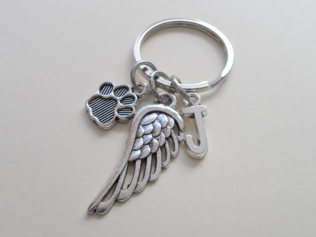 Dog Memorial Keychain - Cute Wing and Paw Charm by Jewelry Everyday