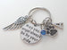 Wing & Paw Charm Keychain with Saying Disc "May Your Angel Always Be By Your Side", Add-on Charm Options