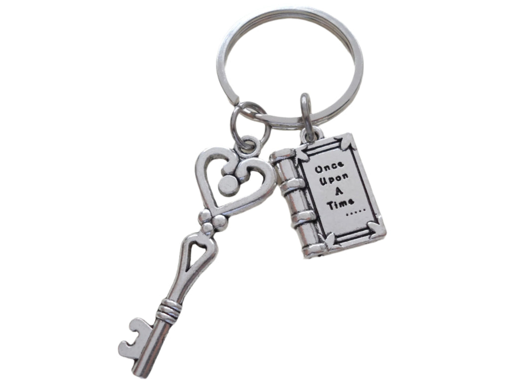 Once Upon A Time Book Charm and Key Charm Keychain, Fairytale Keychain