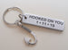 Hook Keychain With "Hooked On You" Engraved Aluminum Tag; Couples Keychain