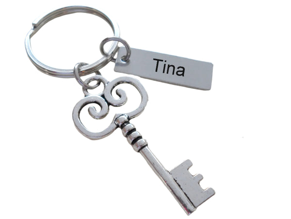 Employee Appreciation Gifts • Key Keychain with Custom Engraved Tag by JewelryEveryday w/ "You are a key part of our team" Card