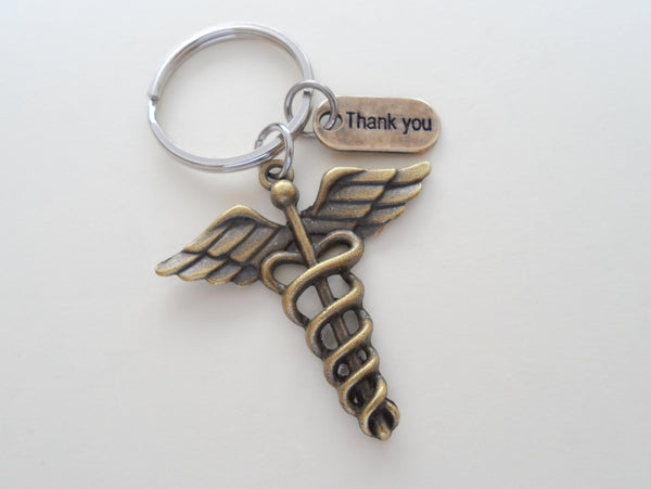 Bronze Medical Professional Gift Keychain With Thank You Charm by JewelryEveryday