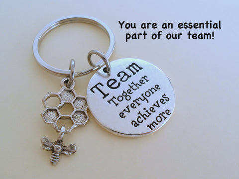 Team Keychain Gift, Bee & Beehive Charm Keychain, Employee Appreciation Gift, Employee Gift, Coworker Gift, Thank you Gift, Teacher Gift