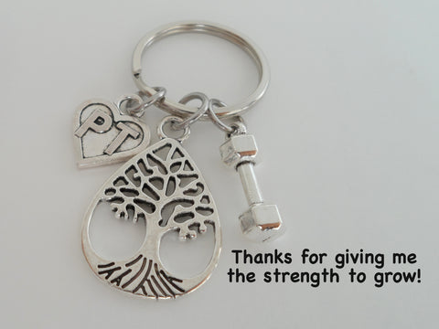 Physical Therapist Appreciation Gift Keychain for PT, Thank You Gift for Physical Therapist Staff, Weight & Teardrop Tree Charm