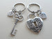 Large Key and Heart Lock Keychain Set - You've Got The Key To My Heart; Couples Keychain Set