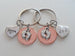 Mom & Dad Heart Charm & Baby Feet Charm Layered Over Penny Keychain Set, Mother's & Father's Keychain, Baby Shower Keychains