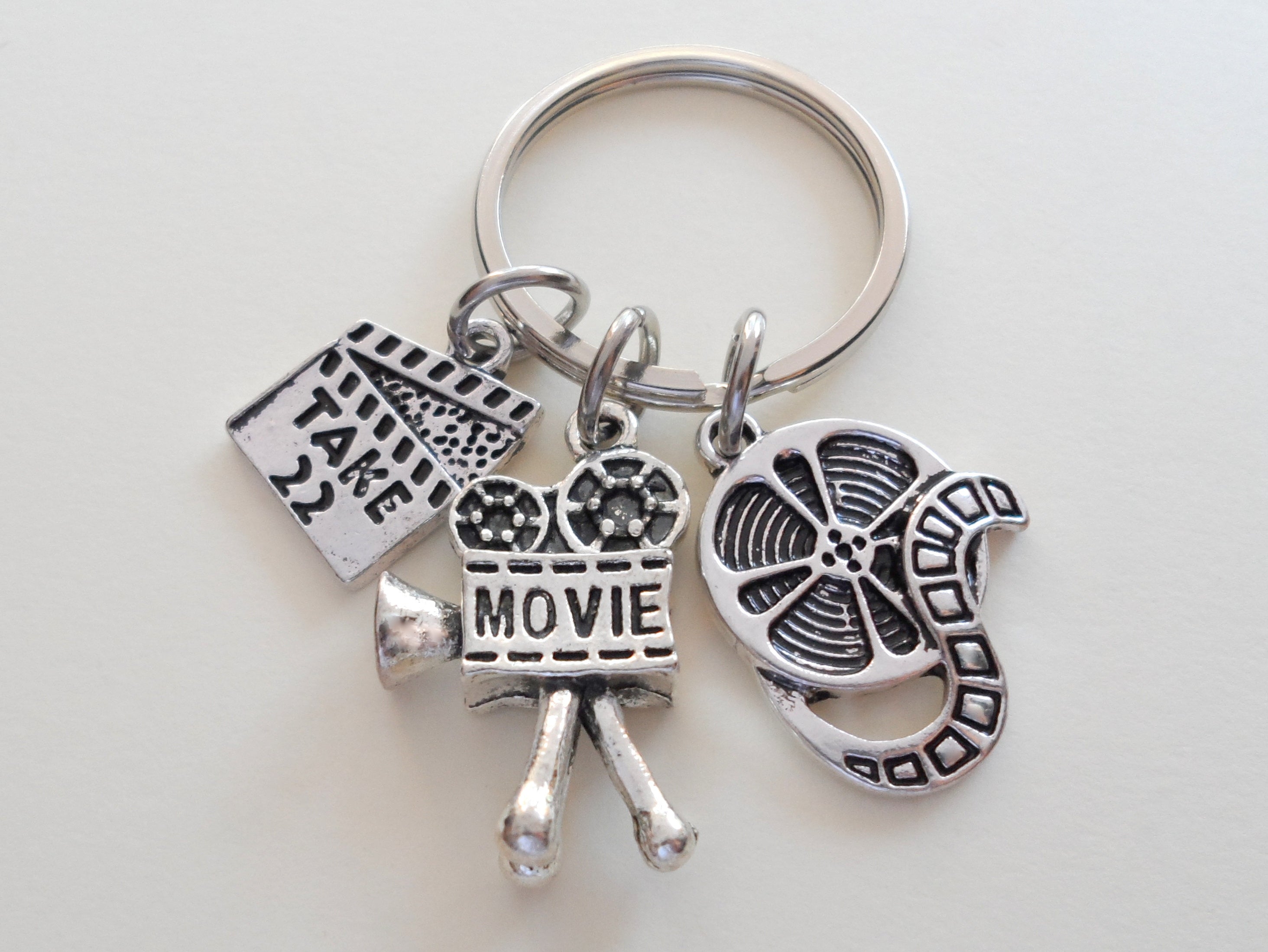 JewelryEveryday Movie & Film Keychain, Movie Reel Charm, Videographer Keychain, Producer Gift Keychain, actors Keychain, Graduate Gift, Director Keychain
