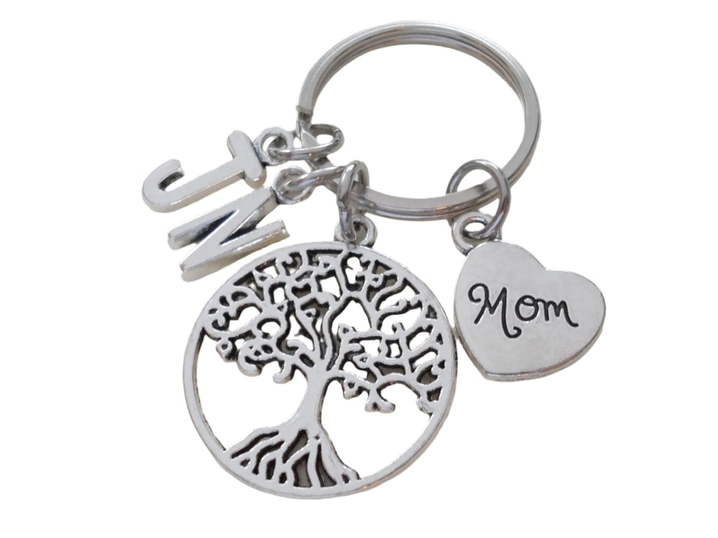 Mom Filigree Tree Keychain for Mom, Mother's Day Gift, Custom Letter Charm Options