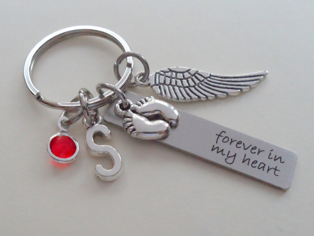 Baby Memorial Keychain - Engraved "Forever in my Heart" with Baby Feet Chartwelry Everyday by Jewelry Everyday