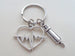 Heart Beat Medical Charm & Syringe Charm Keychain, Nurse Appreciation Gift Keychain, Thank You Gift