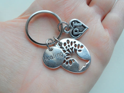 Physical Therapist Appreciation Gift Keychain for PT, Thank You Gift for Physical Therapist Staff, Healing & Tree Charm