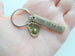 Personalized Keychain with Bronze Engraved Tag and Baseball Mitt Charm; Couples Keychain, Customized