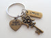 Bronze Love Key Keychain with Custom Engraved Heart Tag, Couple Keychain Gift - You've Got The Key To My Heart