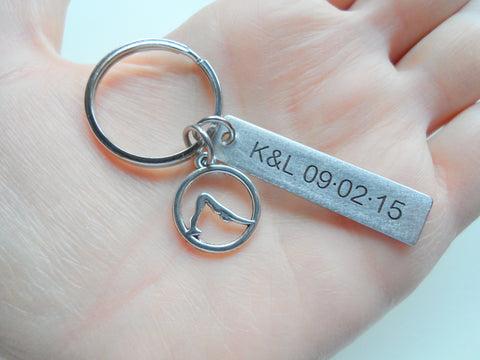 Personalized Yoga Keychain and Steel Tag Custom Engraved, Gift for Couples, or Instructors