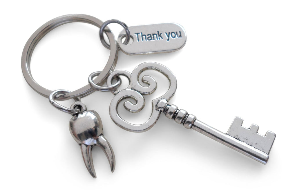 Dental Assistant, Dental Office Staff, Orthodontics Gift Keychain, Tooth & Key Charm Keychain, Employee Thank You Gift