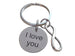 Saying Disc with Infinity Charm, "I Love You" Engraved Saying Stainless Steel Disc Keychain