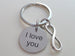 Saying Disc with Infinity Charm, "I Love You" Engraved Saying Stainless Steel Disc Keychain